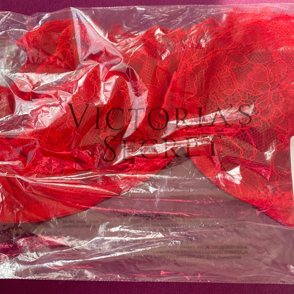Red panty set from Victoria’s Secret panties is a Large and Bra is 38d